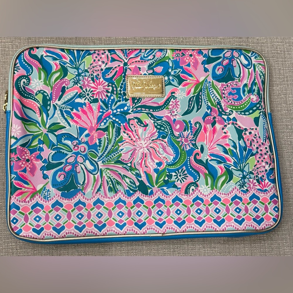 Lilly Pulitzer Pink and Blue Floral Laptop Sleeve